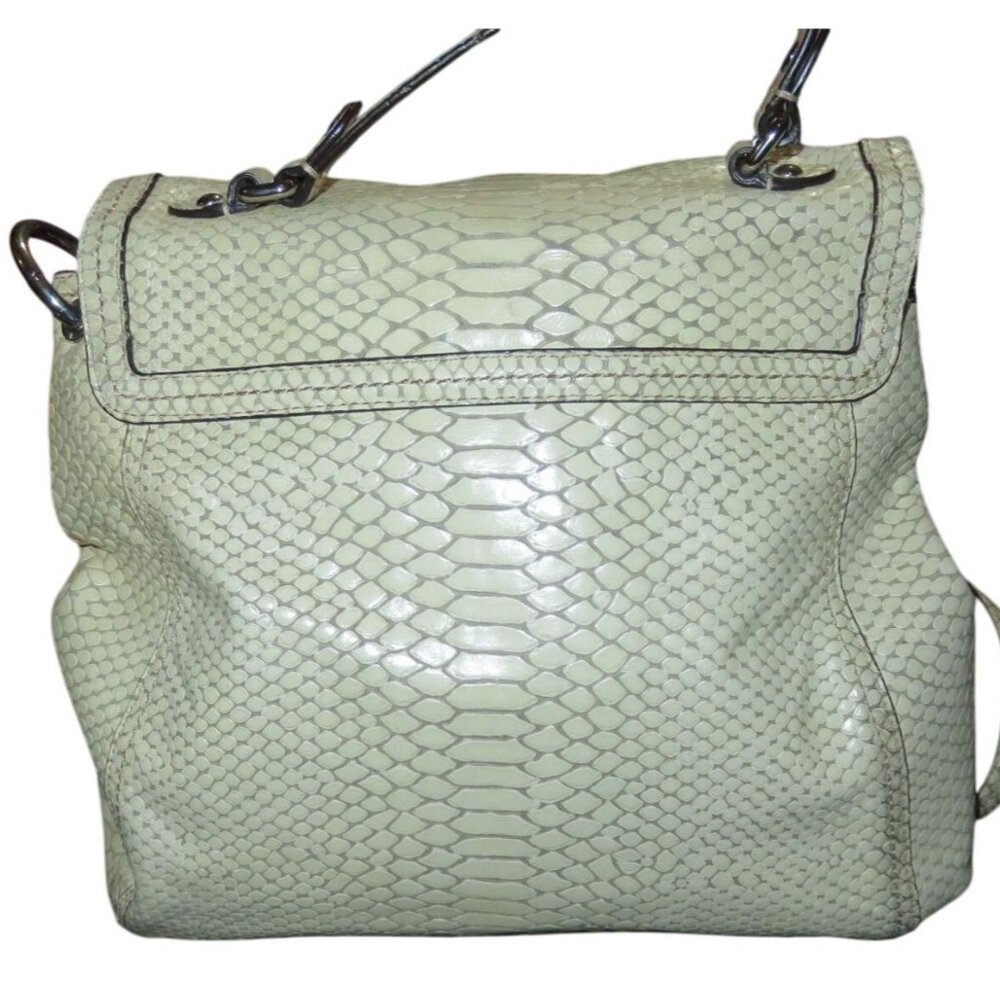 Coach Park Exotic Python Leather Flap Turnlock Crossbody Handbag 24392 In Cream - Picture 2 of 13